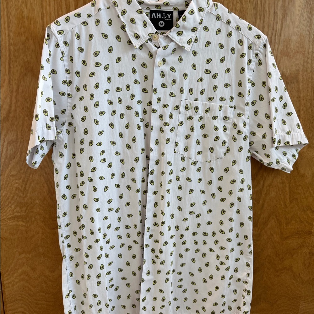 White and Green Patterned Men's Casual Shirt